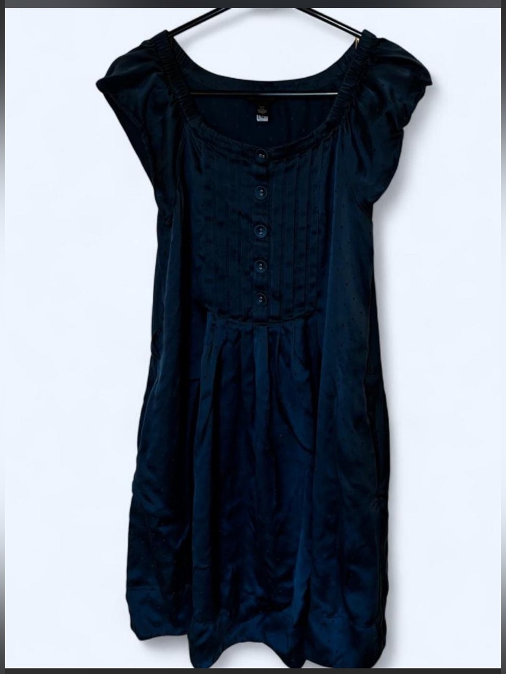 Banana Republic Silk Navy Button-Front Mini Dress